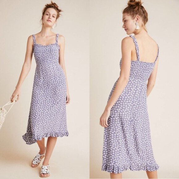 Faithfull the Brand x Anthropologie Noemie Danica Midi Dress Flora Size Medium 6 - Picture 1 of 16